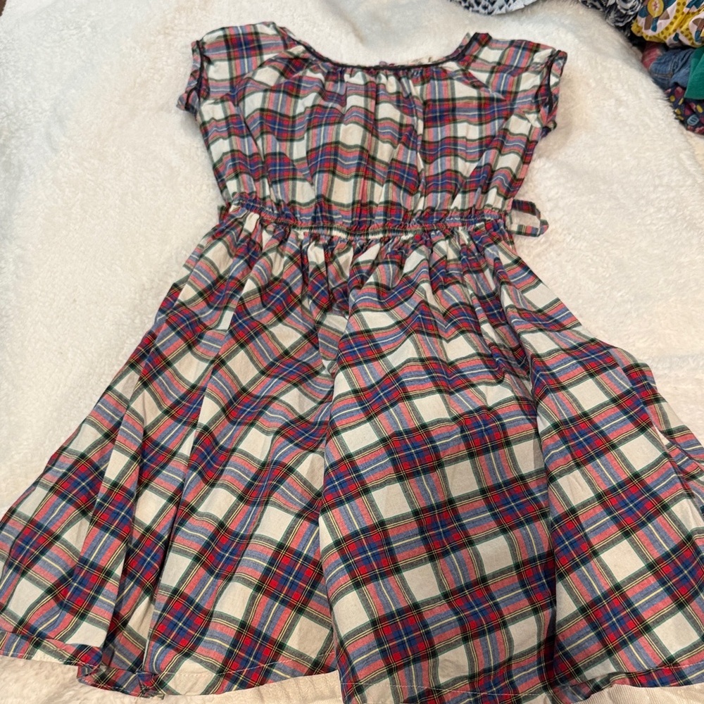 Lands' End Kids Plaid Dress in Red, Green, and White